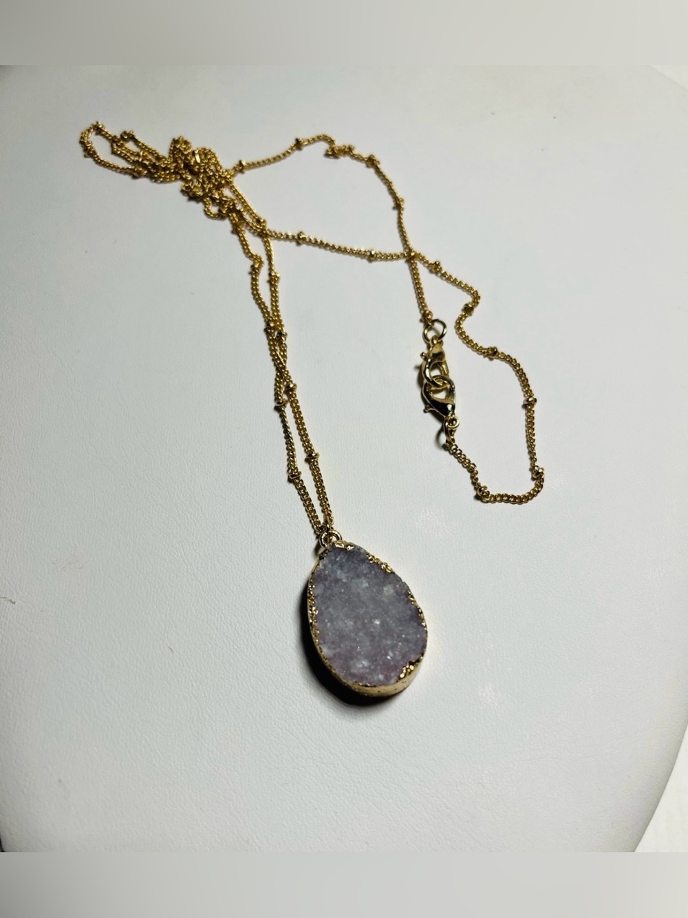 Gold Druzy OVAL Pendant Necklace - Women Jewelry